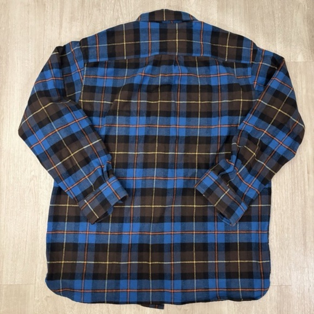 Vtg‎ LL Bean Flannel Shirt Mens L Blue Scotch Plaid Button Down Hiking Outdoor - Picture 6 of 11